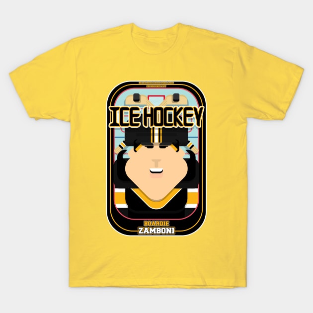 Ice Hockey Black and Yellow - Boardie Zamboni - Amy version T-Shirt by Boxedspapercrafts